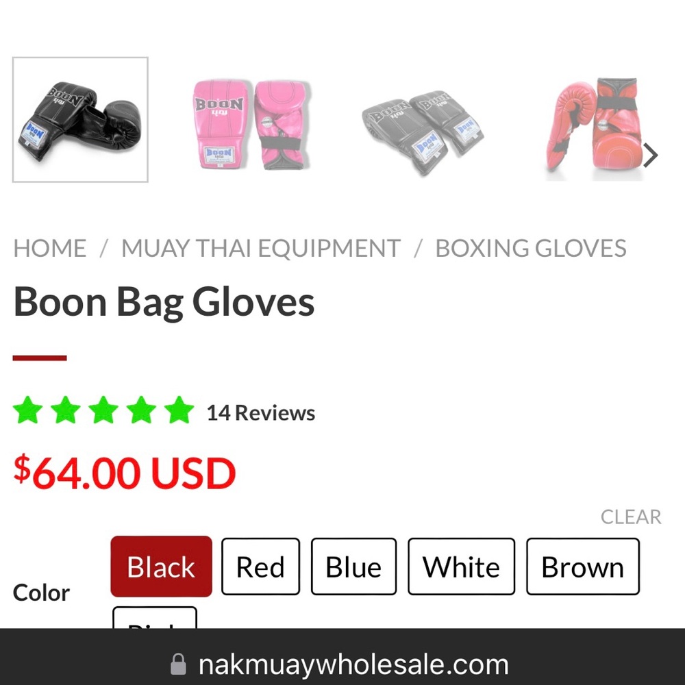 Boon Black Leather Bag Gloves Hand Made in Thailand, Boxing MMA Muay Thai, Small - Picture 8 of 12